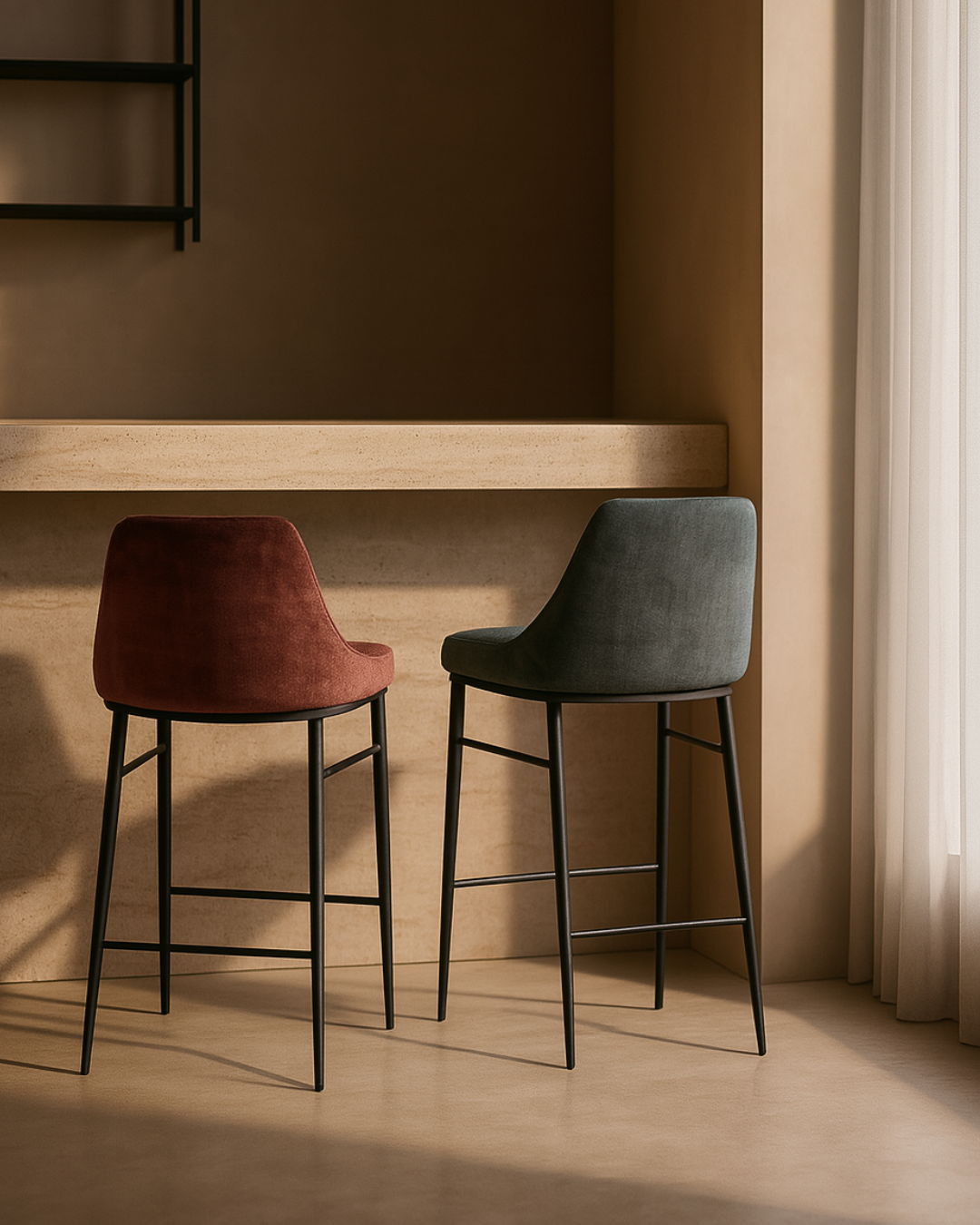 Tommy Franks Vai Barstool - Bella Velour Pacific   Nicholas John Interiors