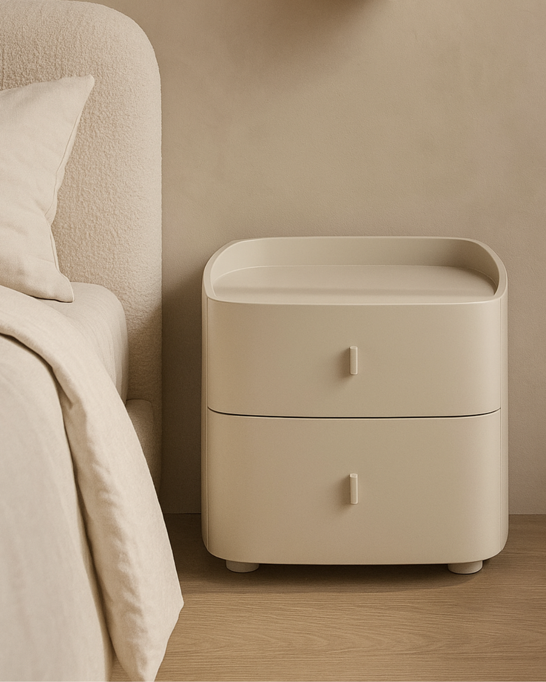 Tommy Franks Vertu Bedside Table - Matte Beige