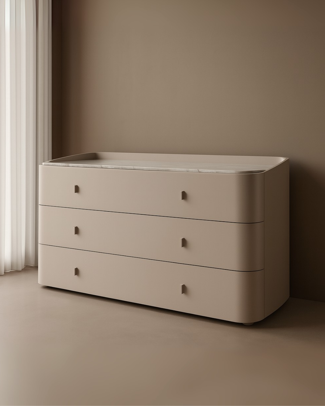 Tommy Franks Vertu Dresser - Matte Beige   Nicholas John Interiors