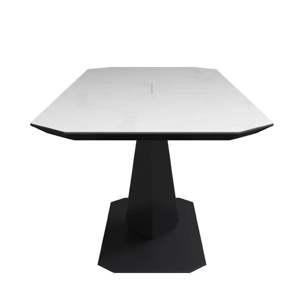 Vizarri Matte White Ceramic Extending Dining Table - 180-220cm