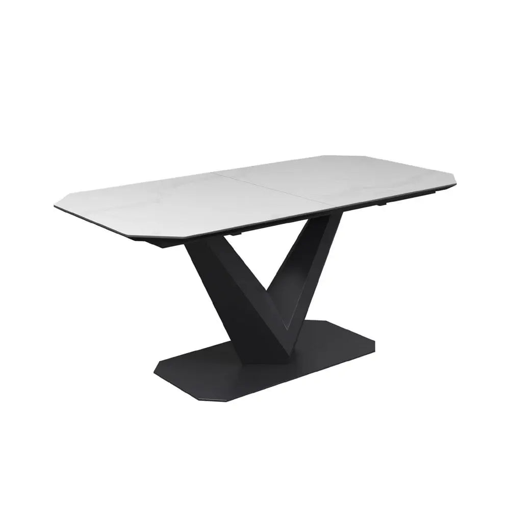 Vizarri Matte White Ceramic Extending Dining Table - 180-220cm