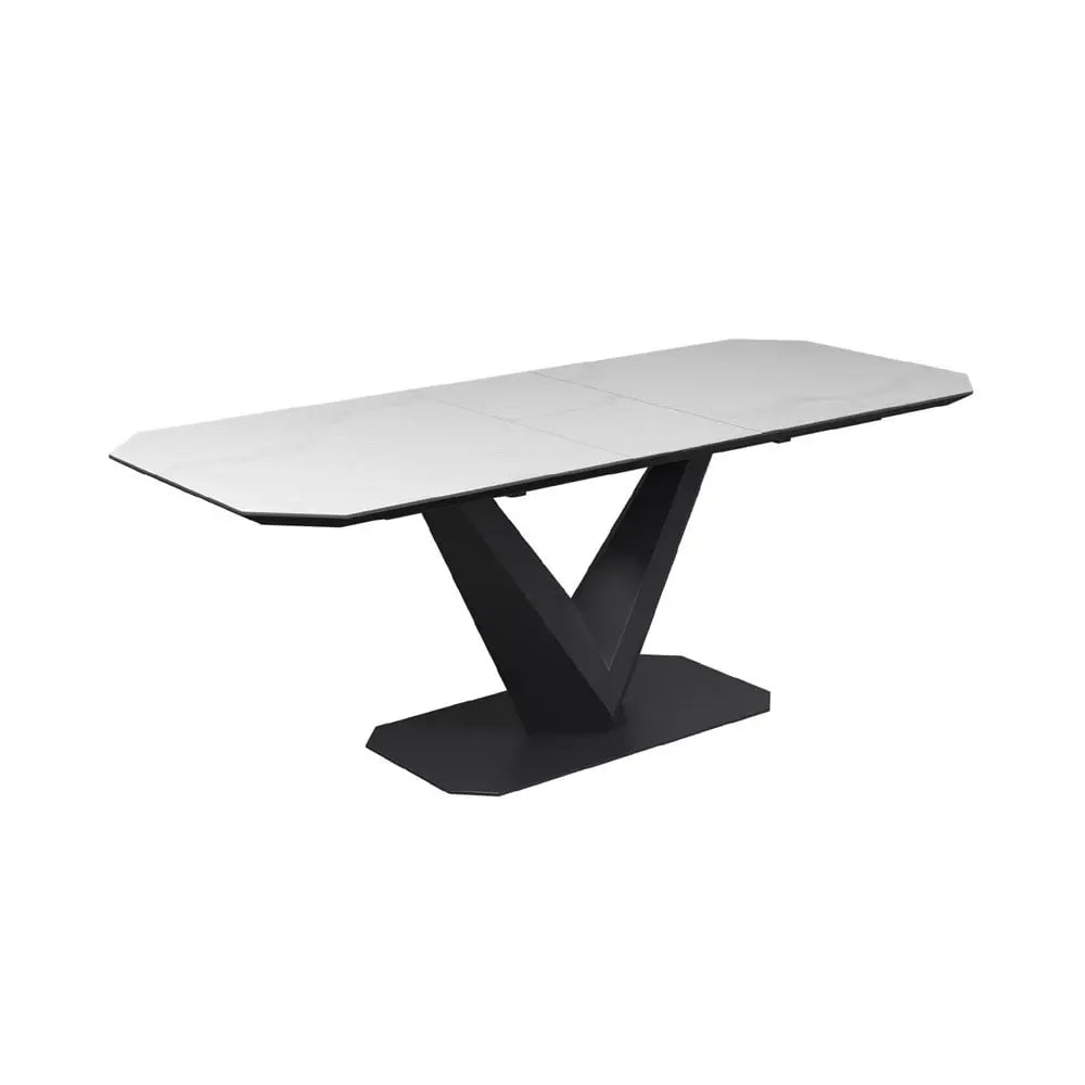Vizarri Matte White Ceramic Extending Dining Table - 180-220cm