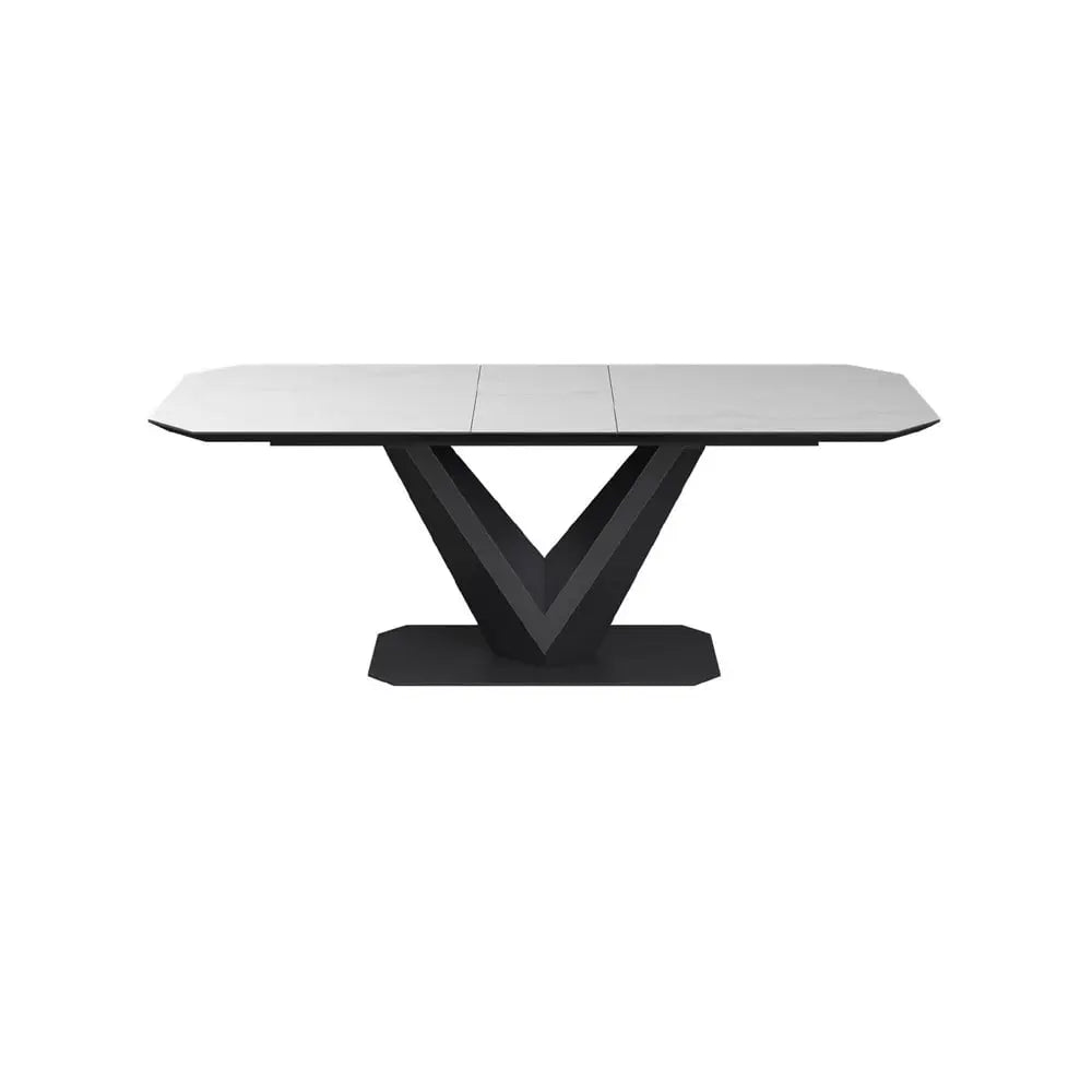 Vizarri Matte White Ceramic Extending Dining Table - 180-220cm