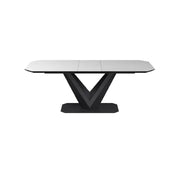 Vizarri Matte White Ceramic Extending Dining Table - 180-220cm
