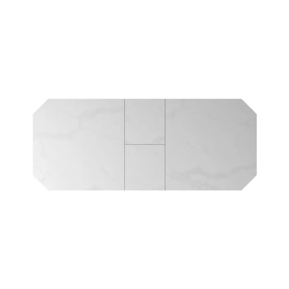 Vizarri Matte White Ceramic Extending Dining Table - 180-220cm