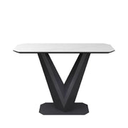 Vizarri Matte White Ceramic Console Table