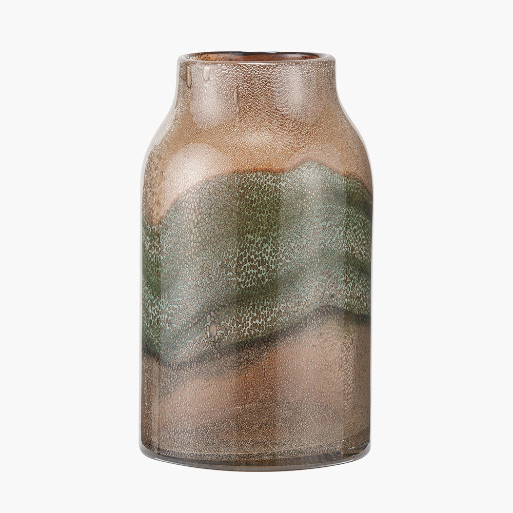 Valtellina Brown and Green Glass Vase  Nicholas John Interiors