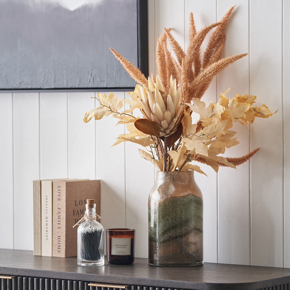 Valtellina Brown and Green Glass Vase  Nicholas John Interiors