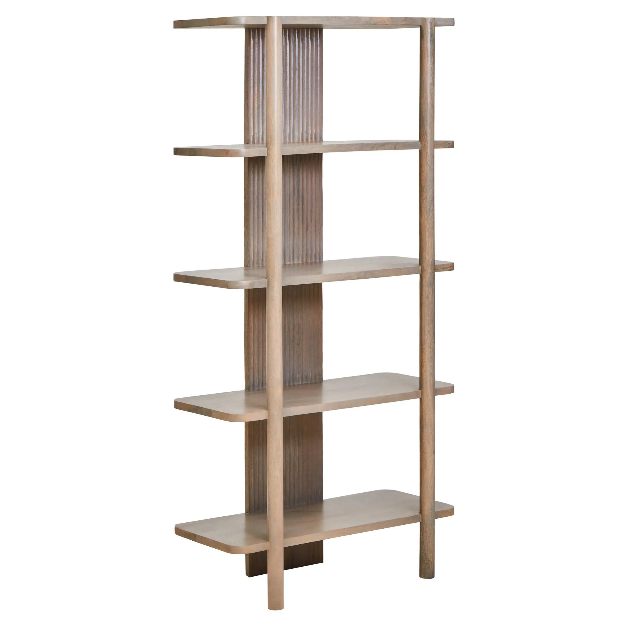 Varello Five Tier Grey Mango Wood Shelf Unit  Nicholas John Interiors