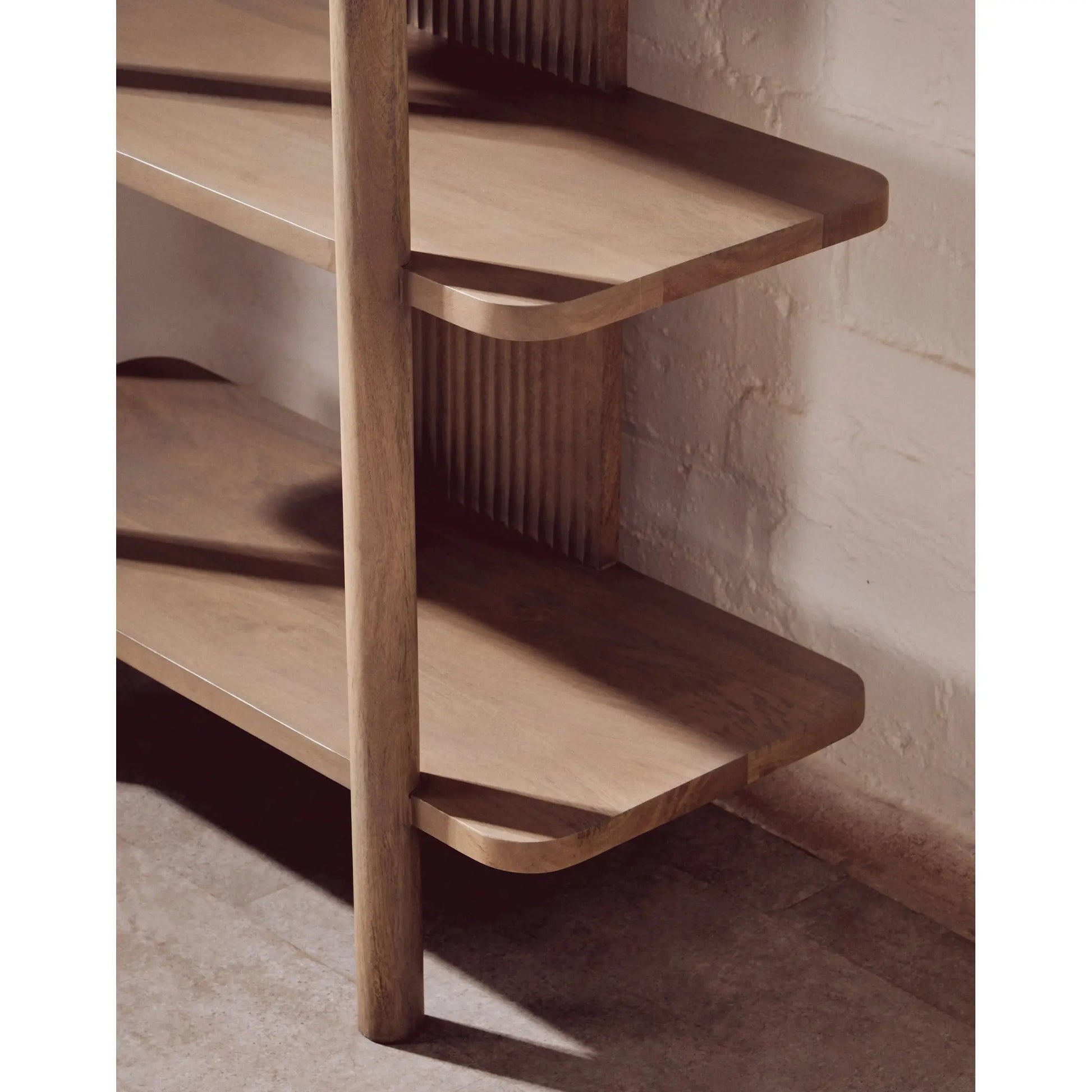 Varello Five Tier Grey Mango Wood Shelf Unit  Nicholas John Interiors