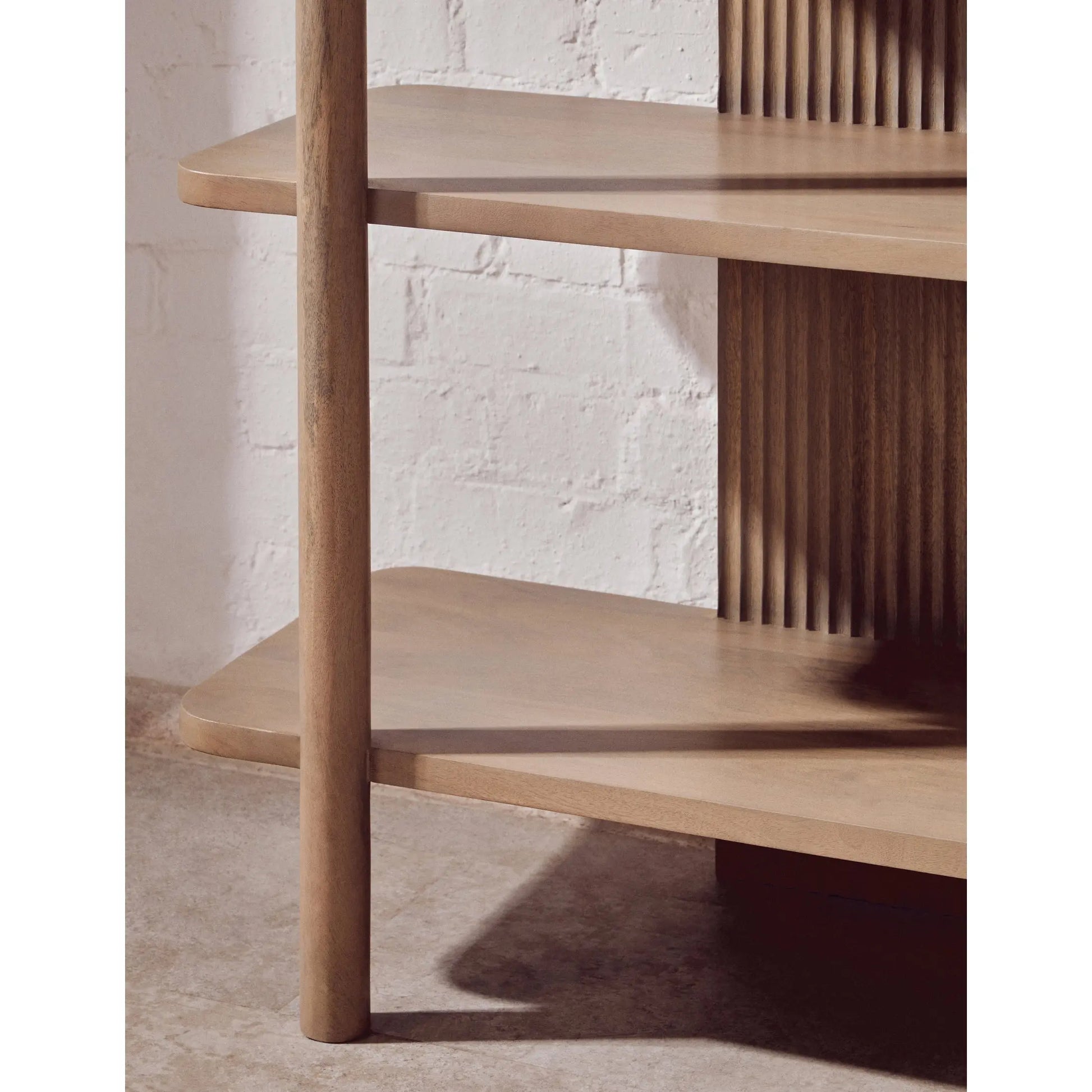 Varello Five Tier Grey Mango Wood Shelf Unit  Nicholas John Interiors