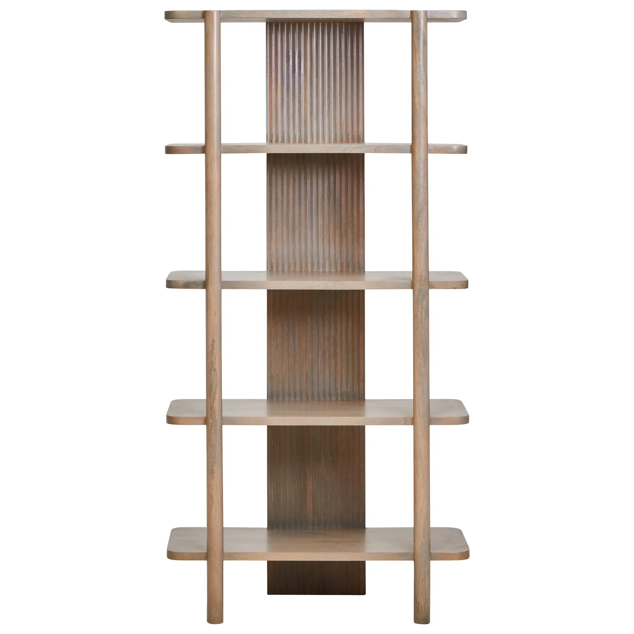 Varello Five Tier Grey Mango Wood Shelf Unit  Nicholas John Interiors