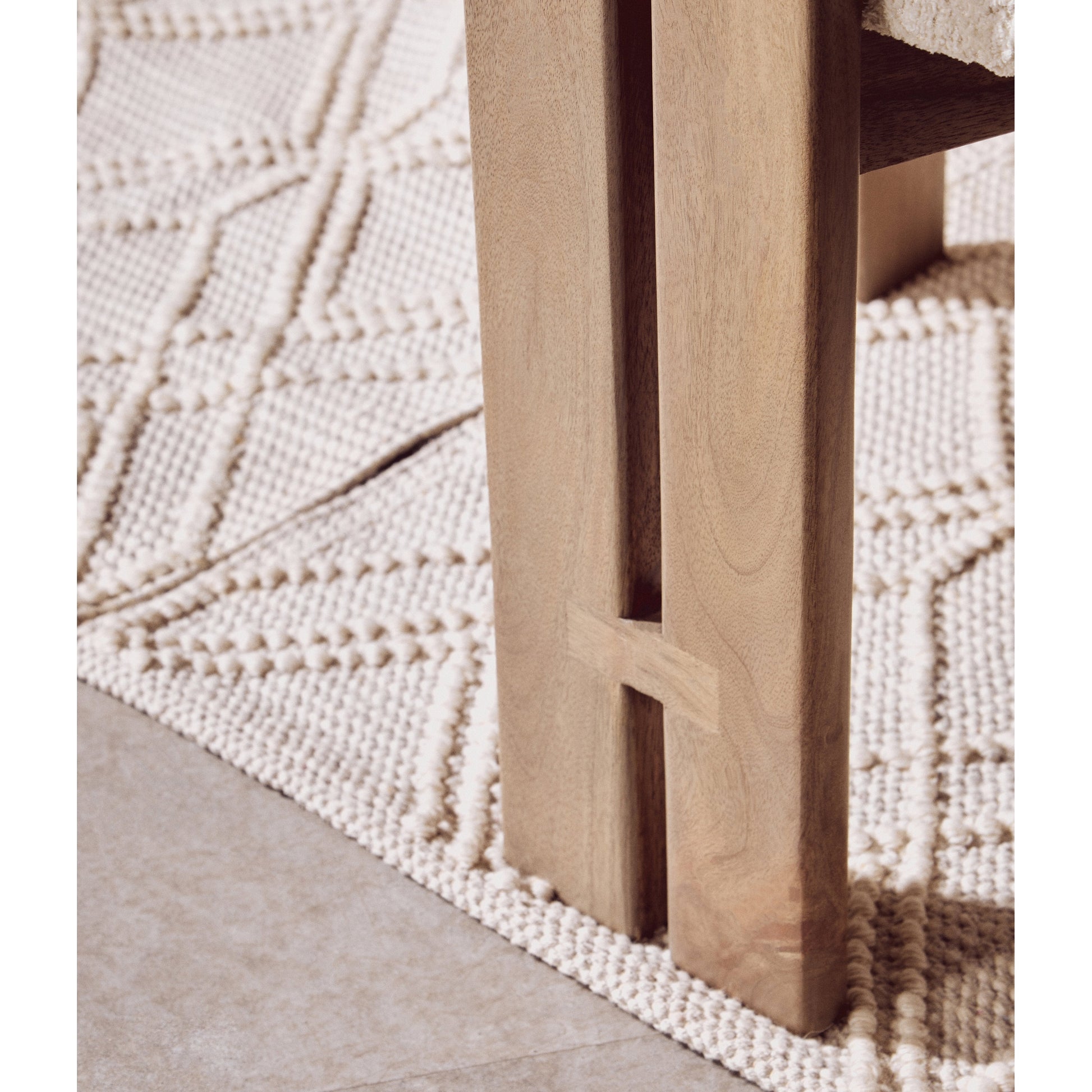 Varello Grey Mango Wood Chair with Cream Upholstery  Nicholas John Interiors