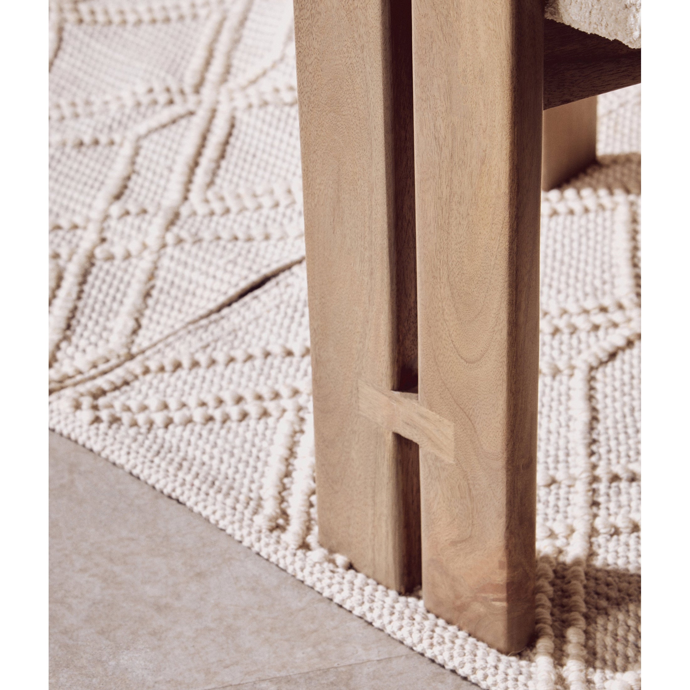 Varello Grey Mango Wood Chair with Cream Upholstery  Nicholas John Interiors