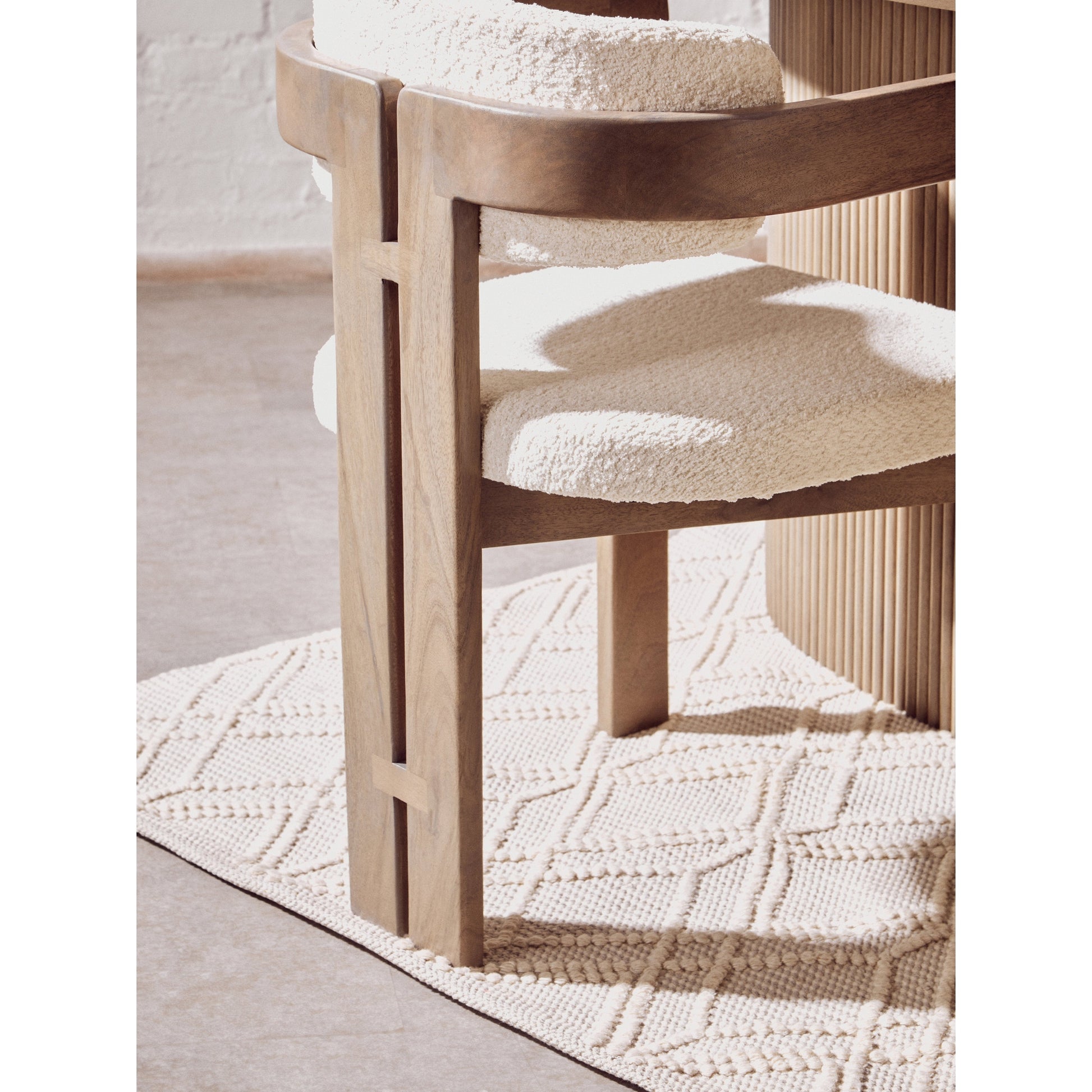 Varello Grey Mango Wood Chair with Cream Upholstery  Nicholas John Interiors