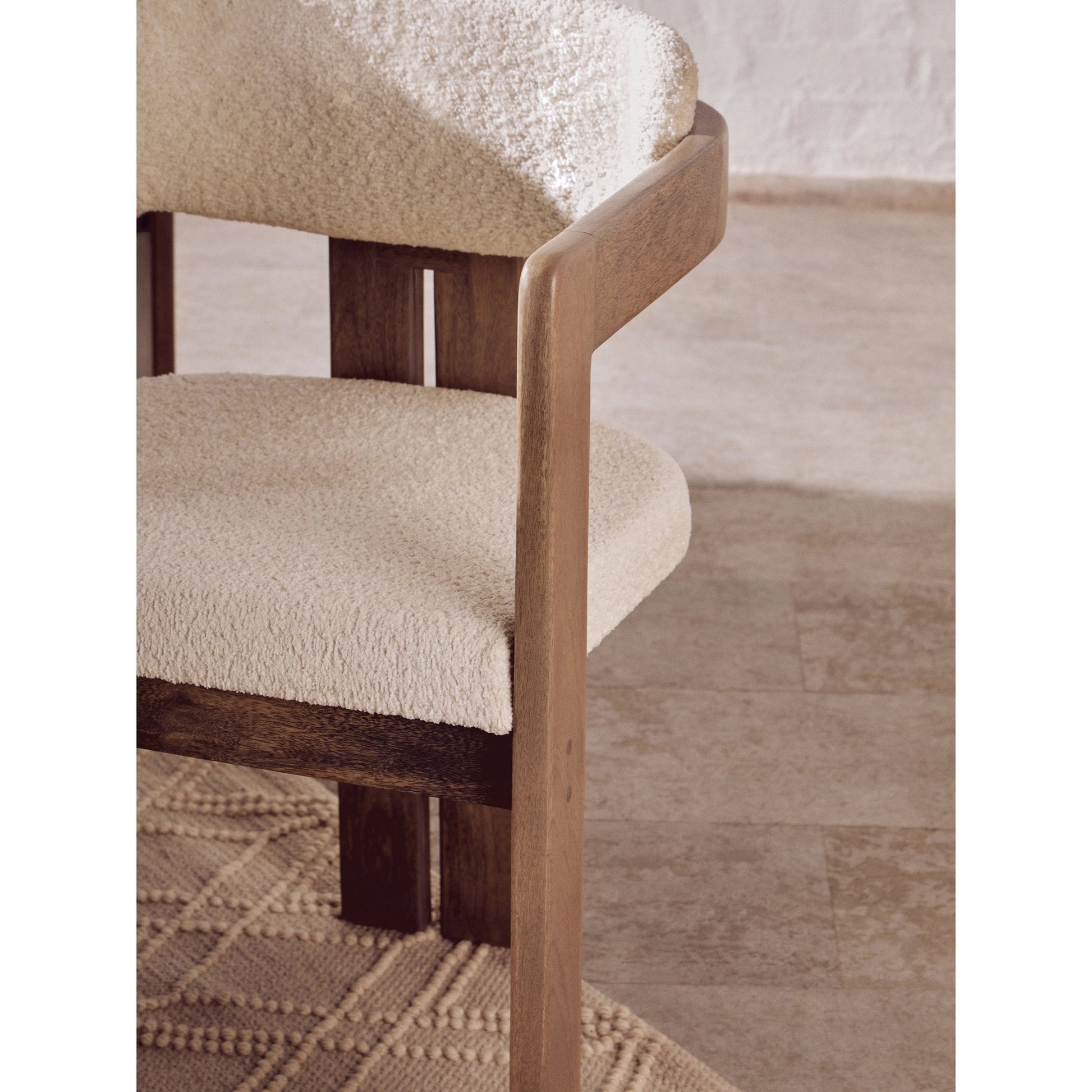 Varello Grey Mango Wood Chair with Cream Upholstery  Nicholas John Interiors