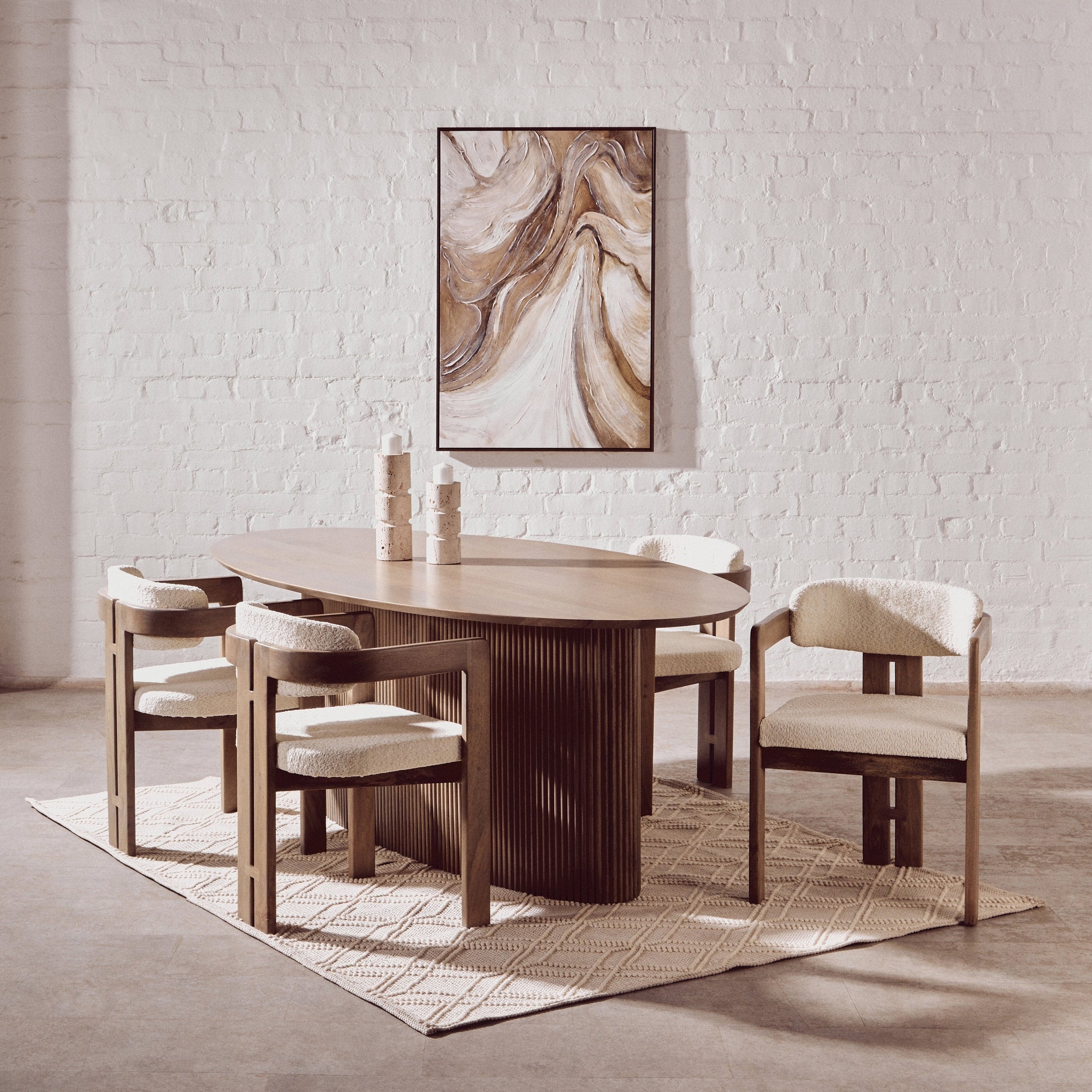 Varello Grey Mango Wood Chair with Cream Upholstery  Nicholas John Interiors