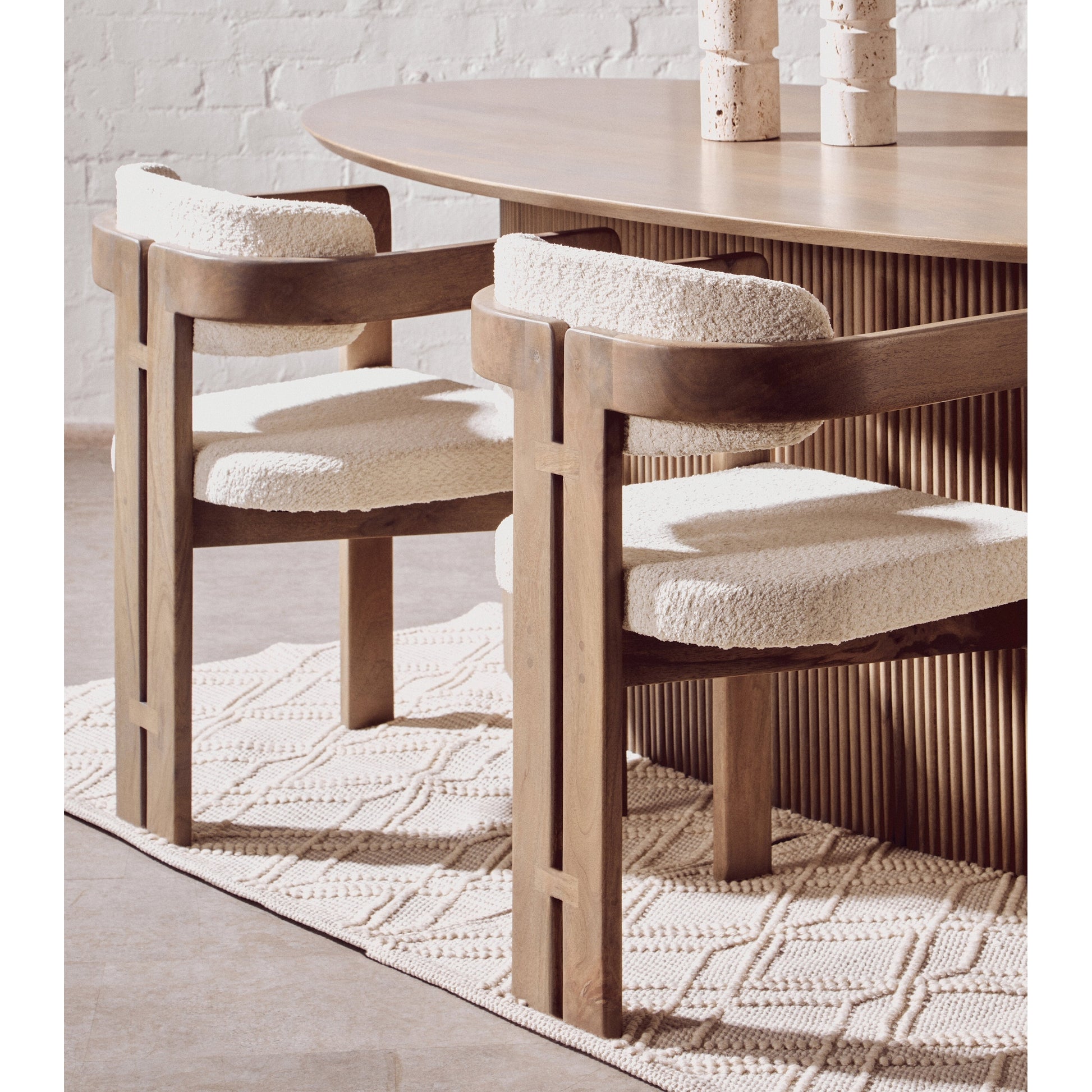 Varello Grey Mango Wood Chair with Cream Upholstery  Nicholas John Interiors