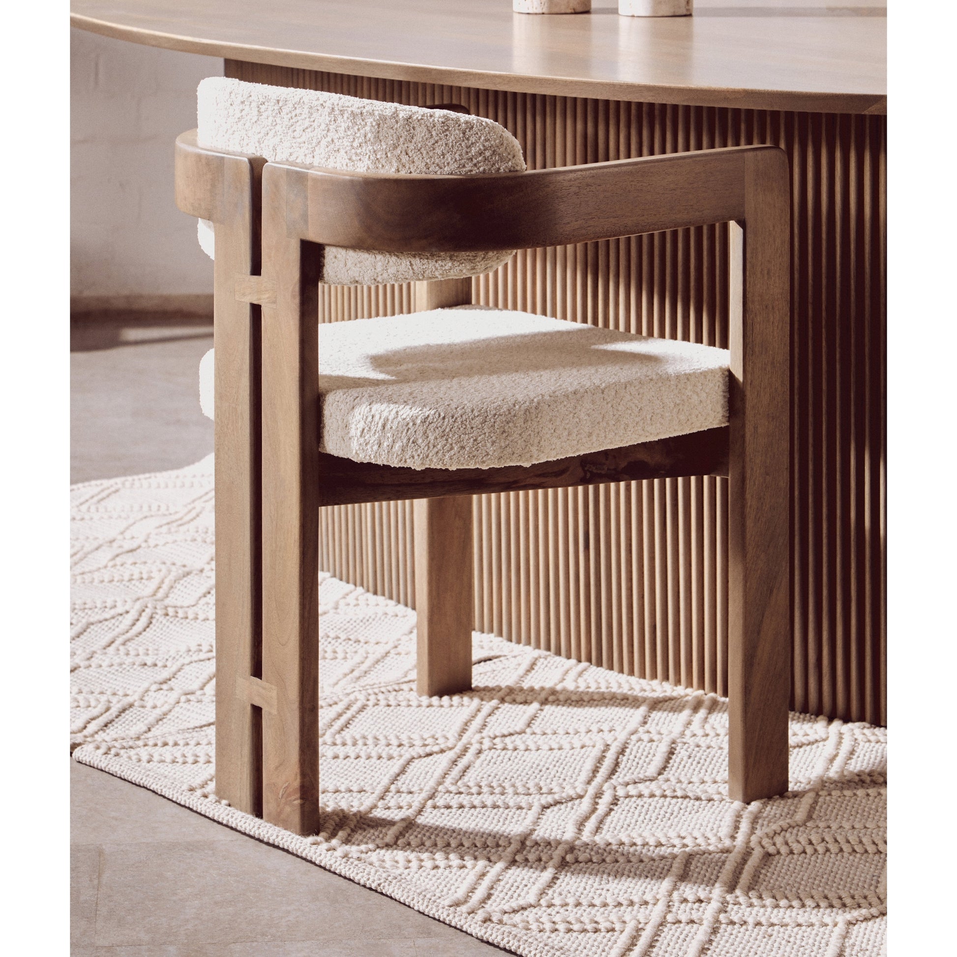 Varello Grey Mango Wood Chair with Cream Upholstery  Nicholas John Interiors