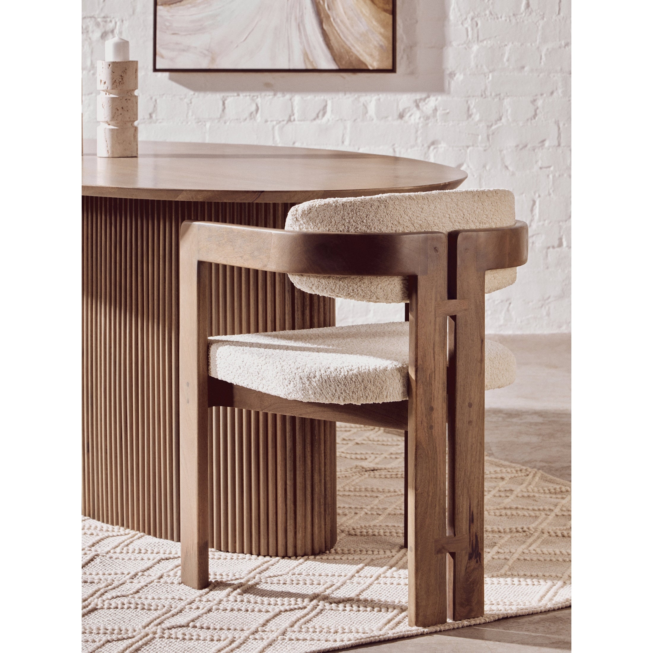 Varello Grey Mango Wood Chair with Cream Upholstery  Nicholas John Interiors