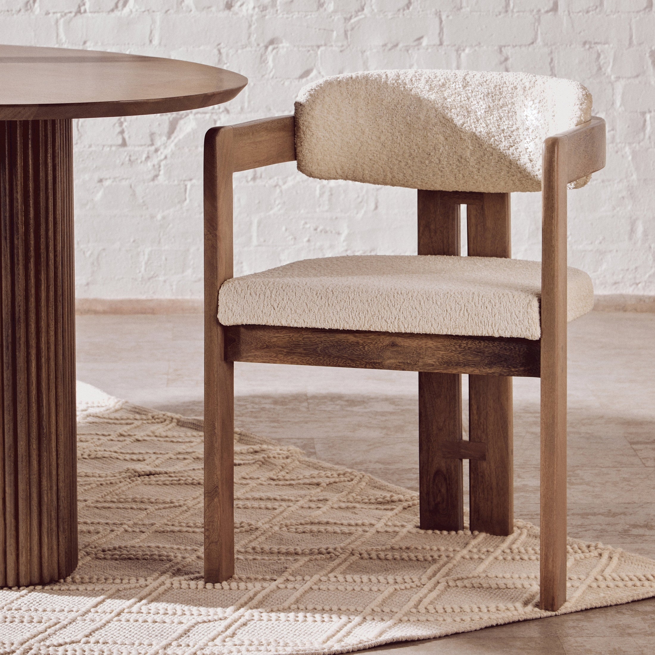 Varello Grey Mango Wood Chair with Cream Upholstery  Nicholas John Interiors