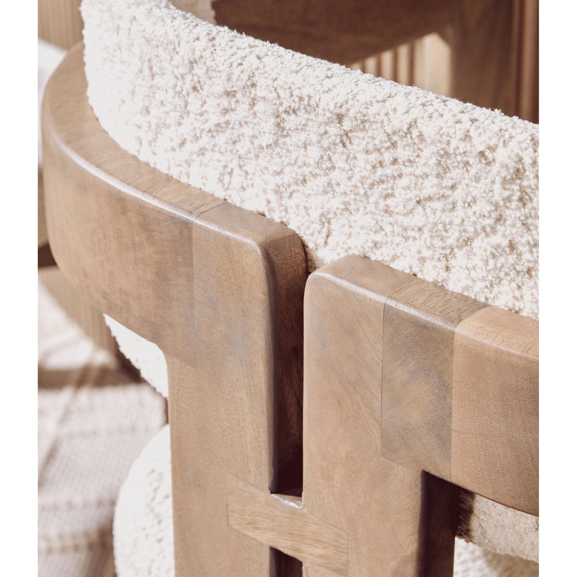 Varello Grey Mango Wood Chair with Cream Upholstery  Nicholas John Interiors