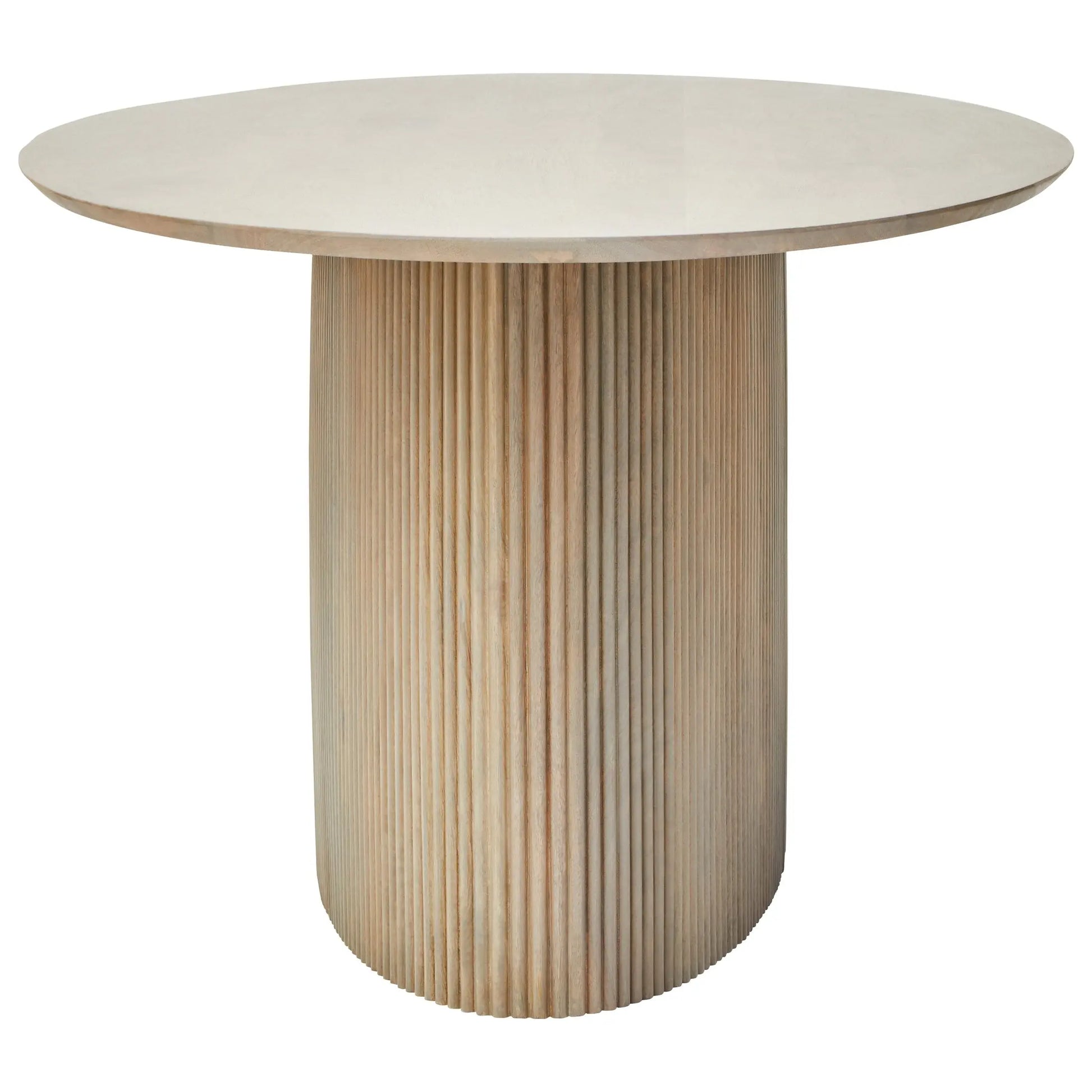 Varello Grey Mango Wood Oval Dining Table with Ridge Base  Nicholas John Interiors