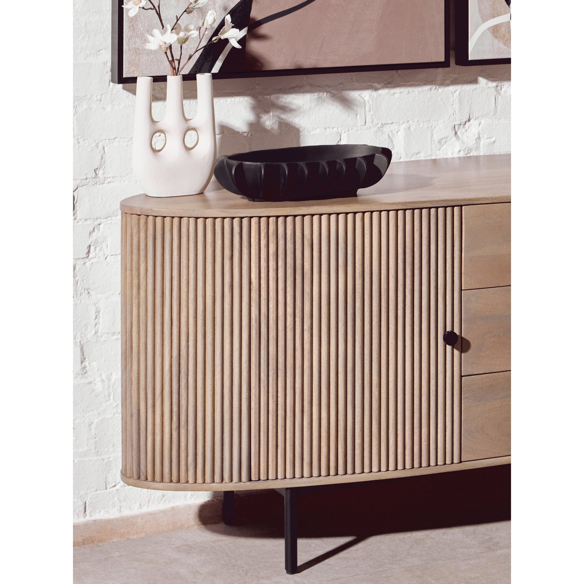Varello Grey Mango Wood Sideboard with 2 Doors & 3 Drawers  Nicholas John Interiors