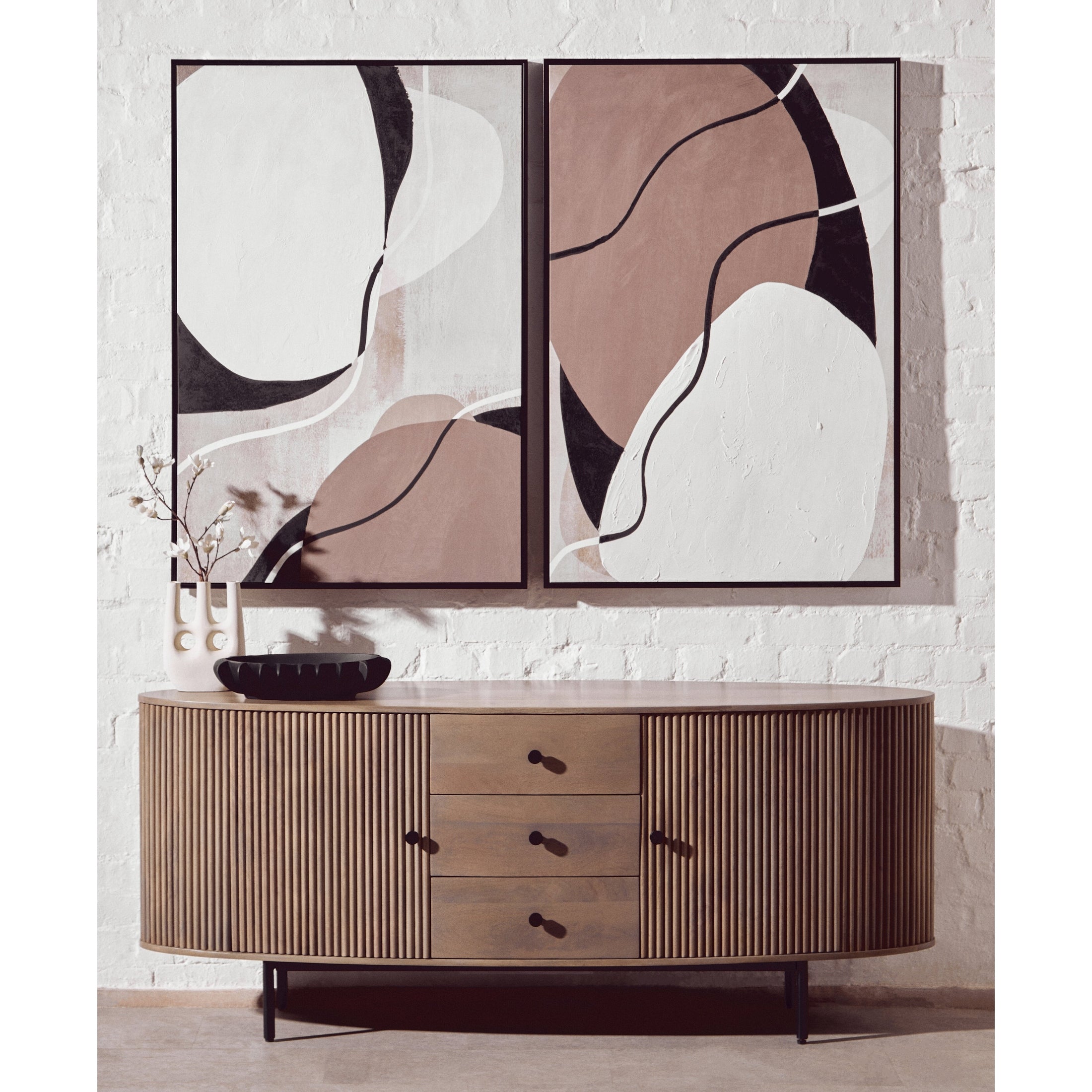 Varello Grey Mango Wood Sideboard with 2 Doors & 3 Drawers  Nicholas John Interiors