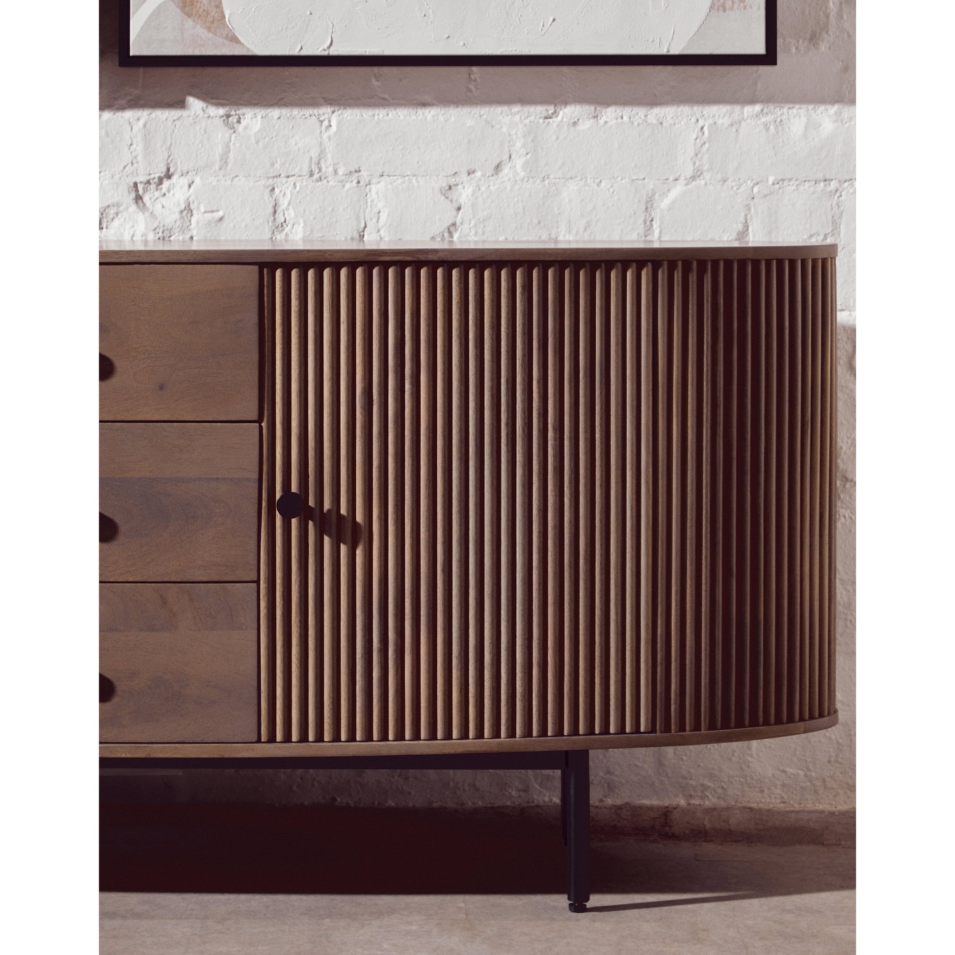 Varello Grey Mango Wood Sideboard with 2 Doors & 3 Drawers  Nicholas John Interiors