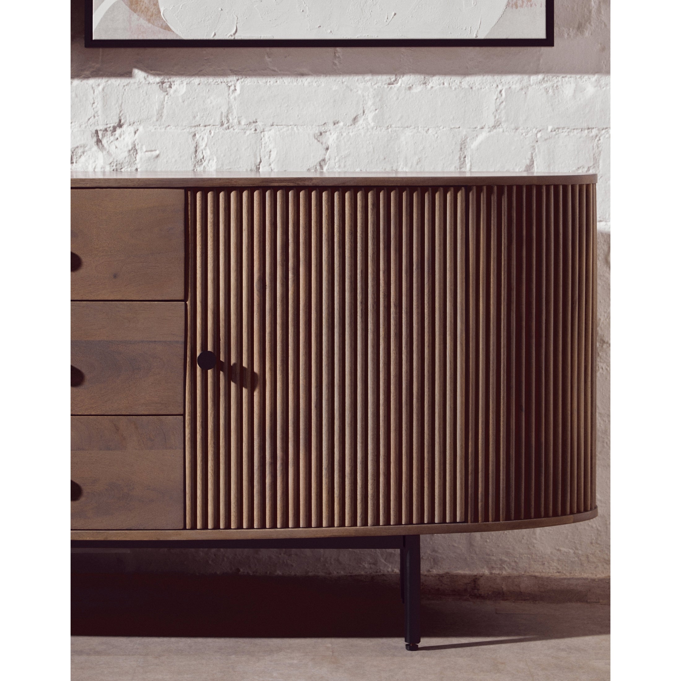 Varello Grey Mango Wood Sideboard with 2 Doors & 3 Drawers  Nicholas John Interiors