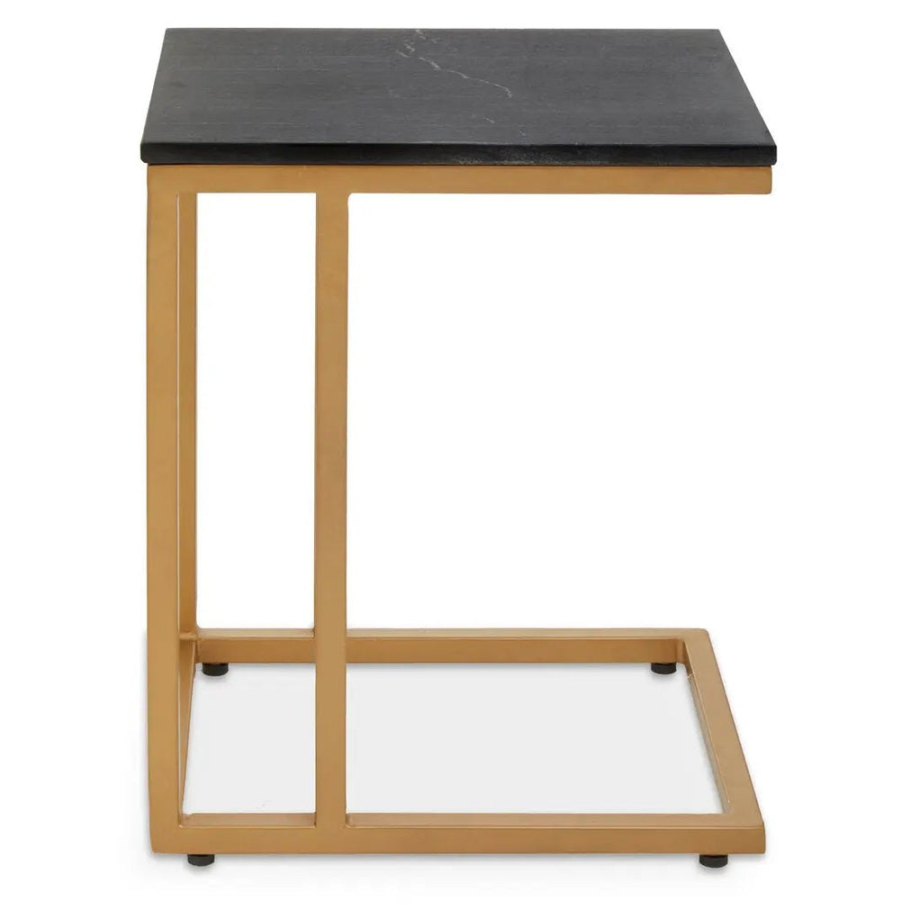 Vareno Black Marble Top Side Table With Gold Finish Frame   Nicholas John Interiors
