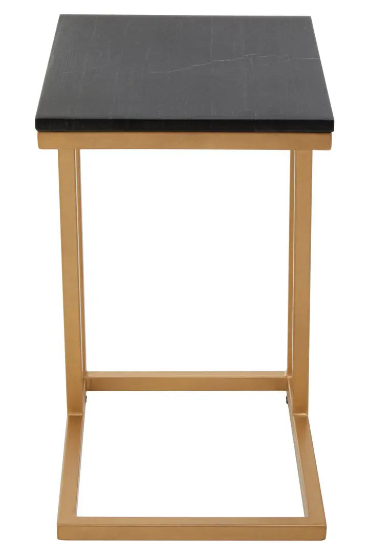 Vareno Black Marble Top Side Table With Gold Finish Frame   Nicholas John Interiors