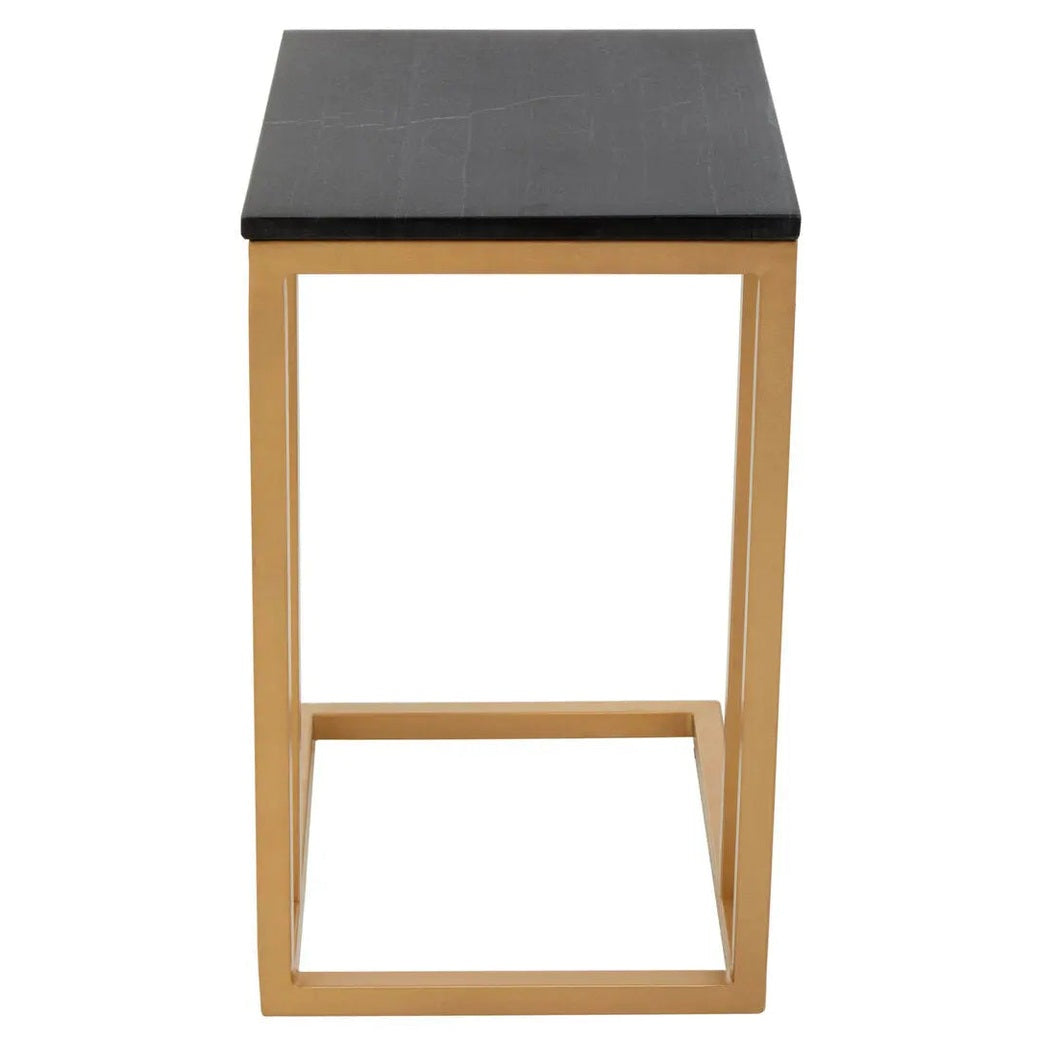 Vareno Black Marble Top Side Table With Gold Finish Frame   Nicholas John Interiors