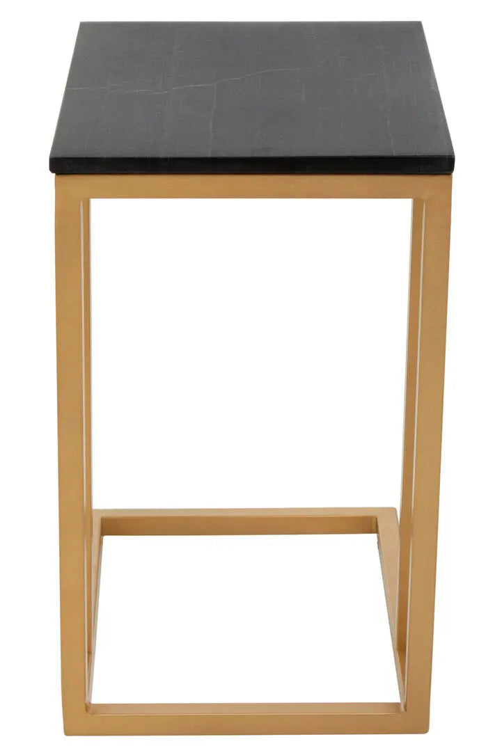 Vareno Black Marble Top Side Table With Gold Finish Frame   Nicholas John Interiors