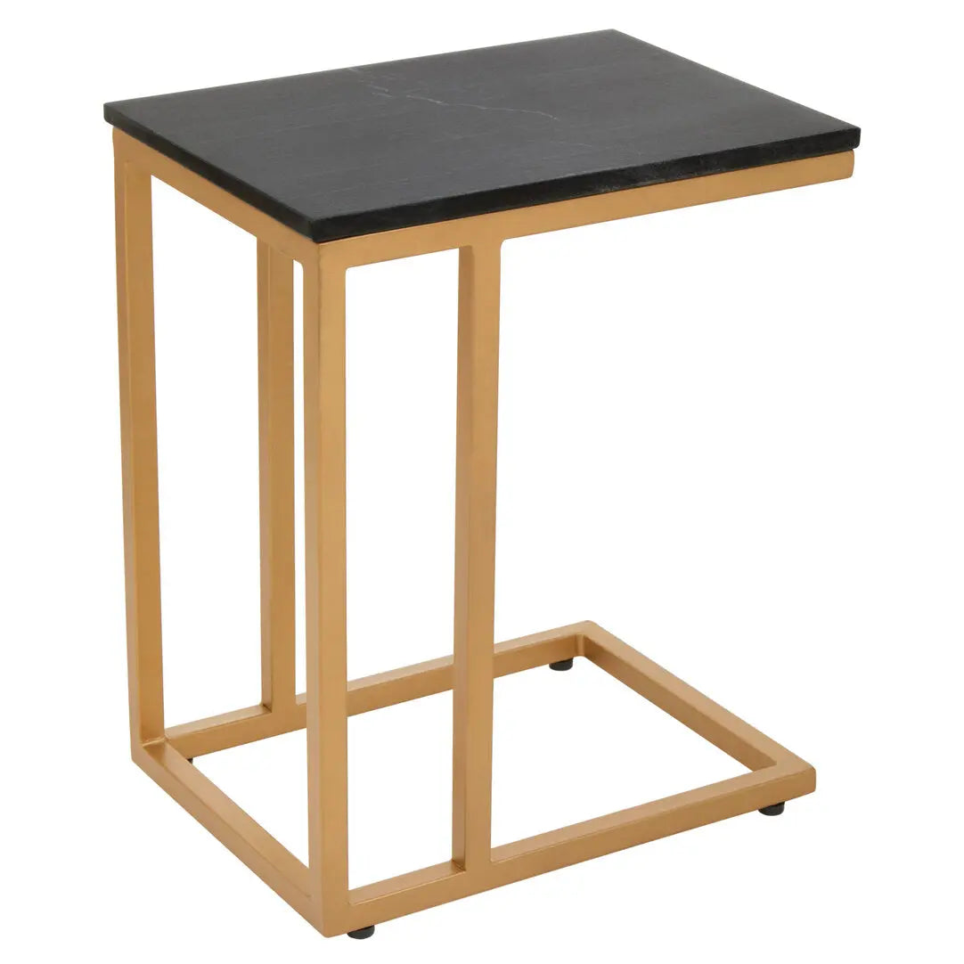 Vareno Black Marble Top Side Table With Gold Finish Frame   Nicholas John Interiors
