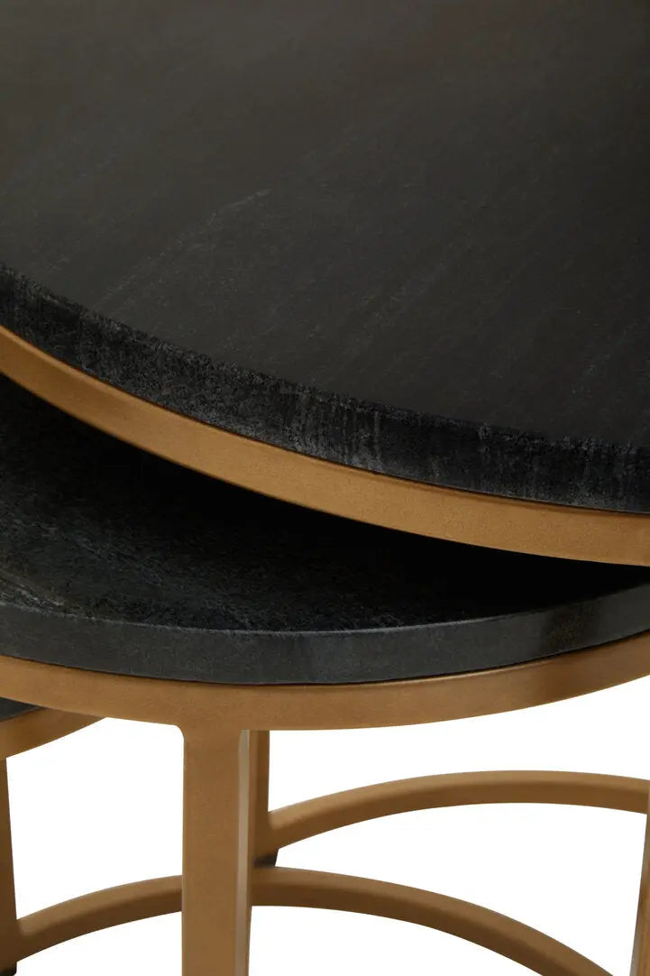 Vareno Nest Of Three Black Marble Top Tables   Nicholas John Interiors