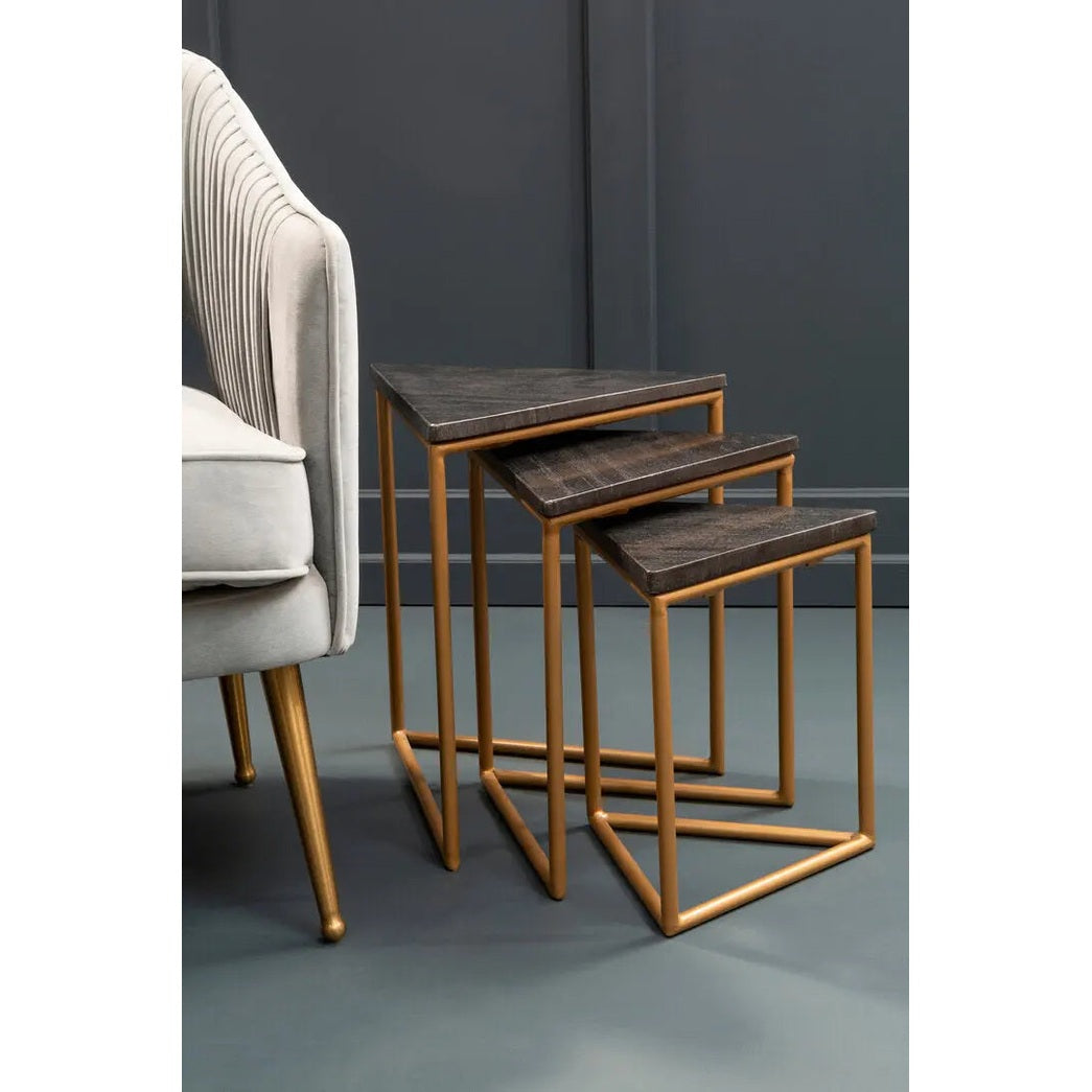 Vareno Nest Of Three Triangular Tables   Nicholas John Interiors