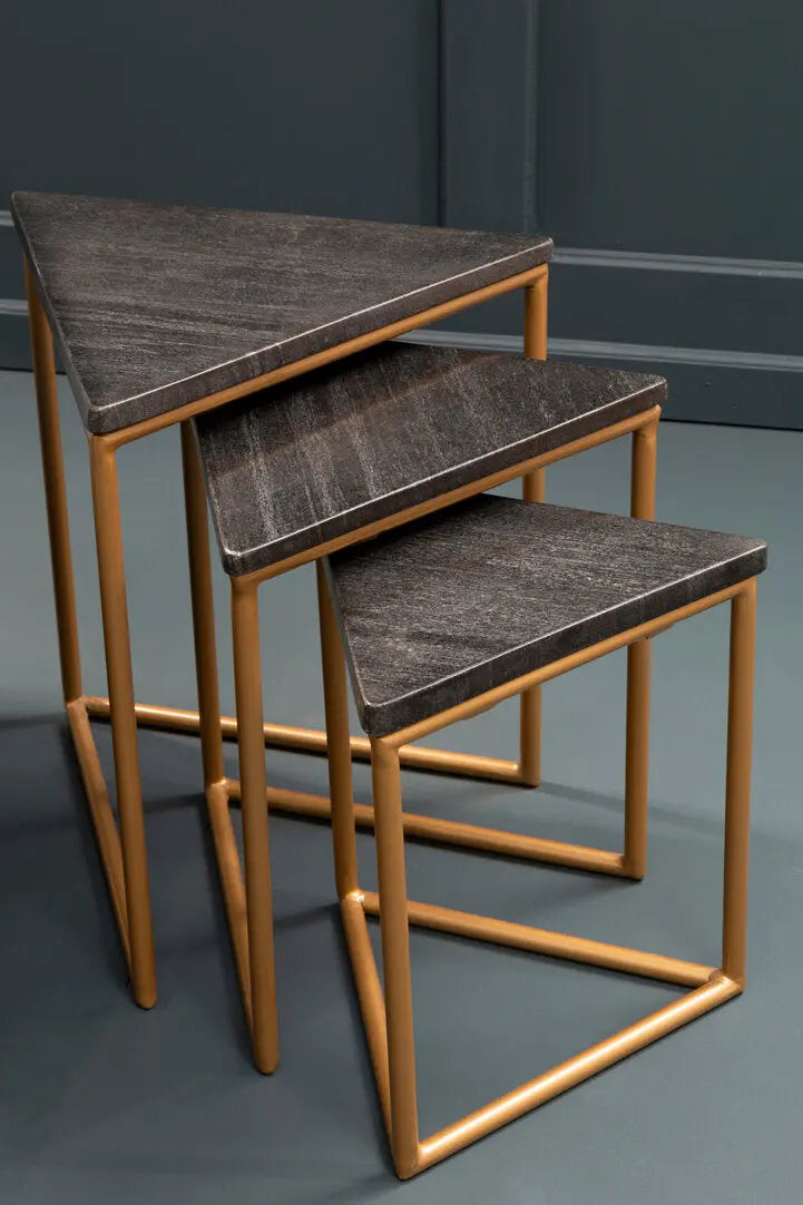 Vareno Nest Of Three Triangular Tables   Nicholas John Interiors