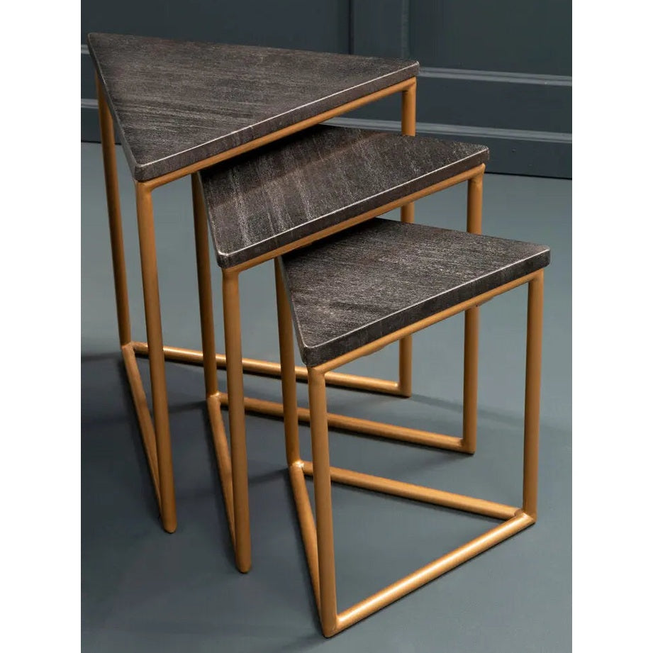 Vareno Nest Of Three Triangular Tables   Nicholas John Interiors