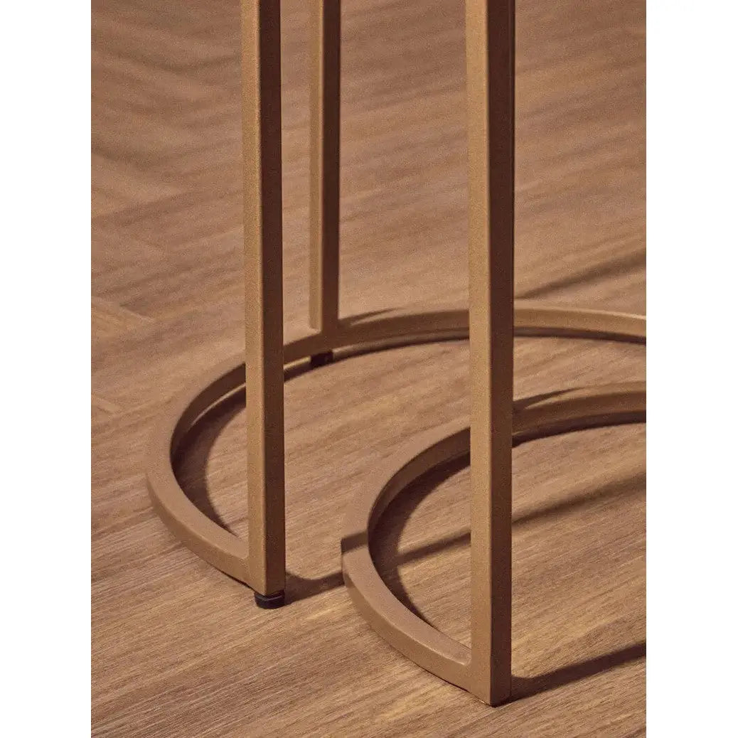 Vareno Nest Of Two Half Moon Black Marble Top Tables   Nicholas John Interiors