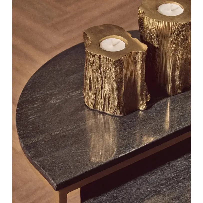 Vareno Nest Of Two Half Moon Black Marble Top Tables   Nicholas John Interiors