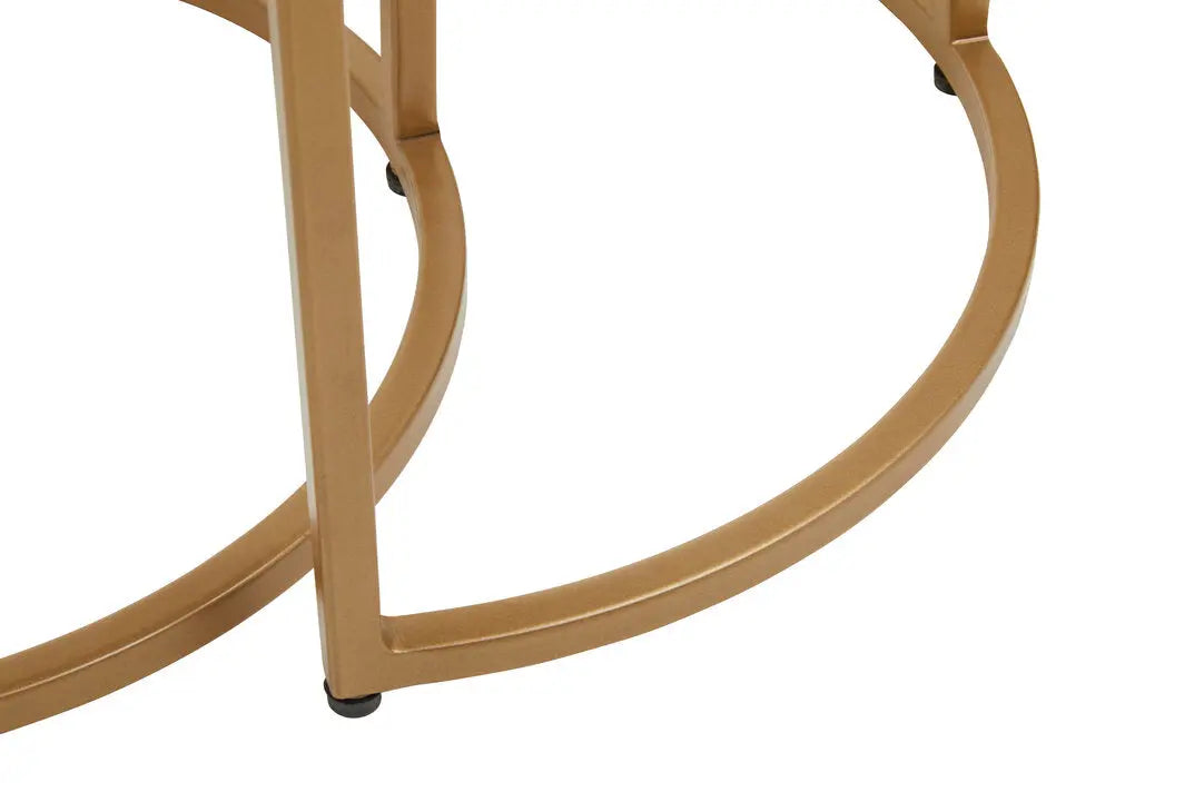 Vareno Nest Of Two Half Moon Black Marble Top Tables   Nicholas John Interiors