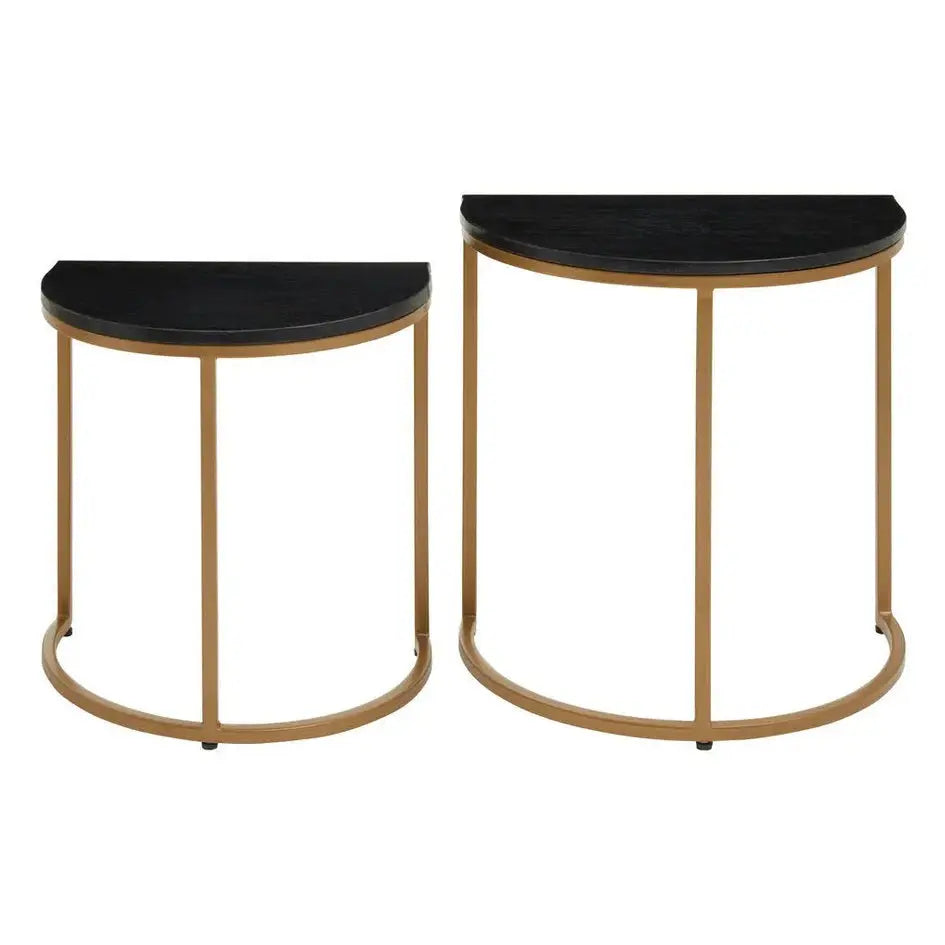 Vareno Nest Of Two Half Moon Black Marble Top Tables   Nicholas John Interiors