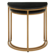 Vareno Nest Of Two Half Moon Black Marble Top Tables   Nicholas John Interiors