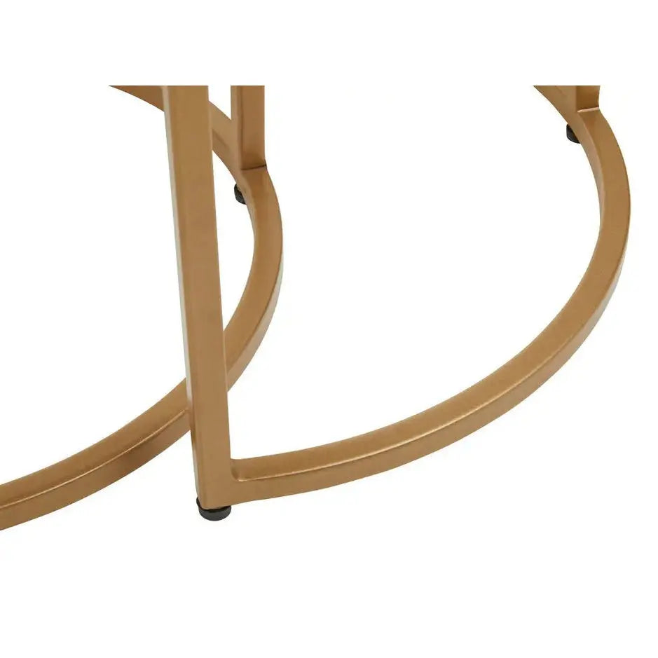 Vareno Nest Of Two Half Moon Black Marble Top Tables   Nicholas John Interiors