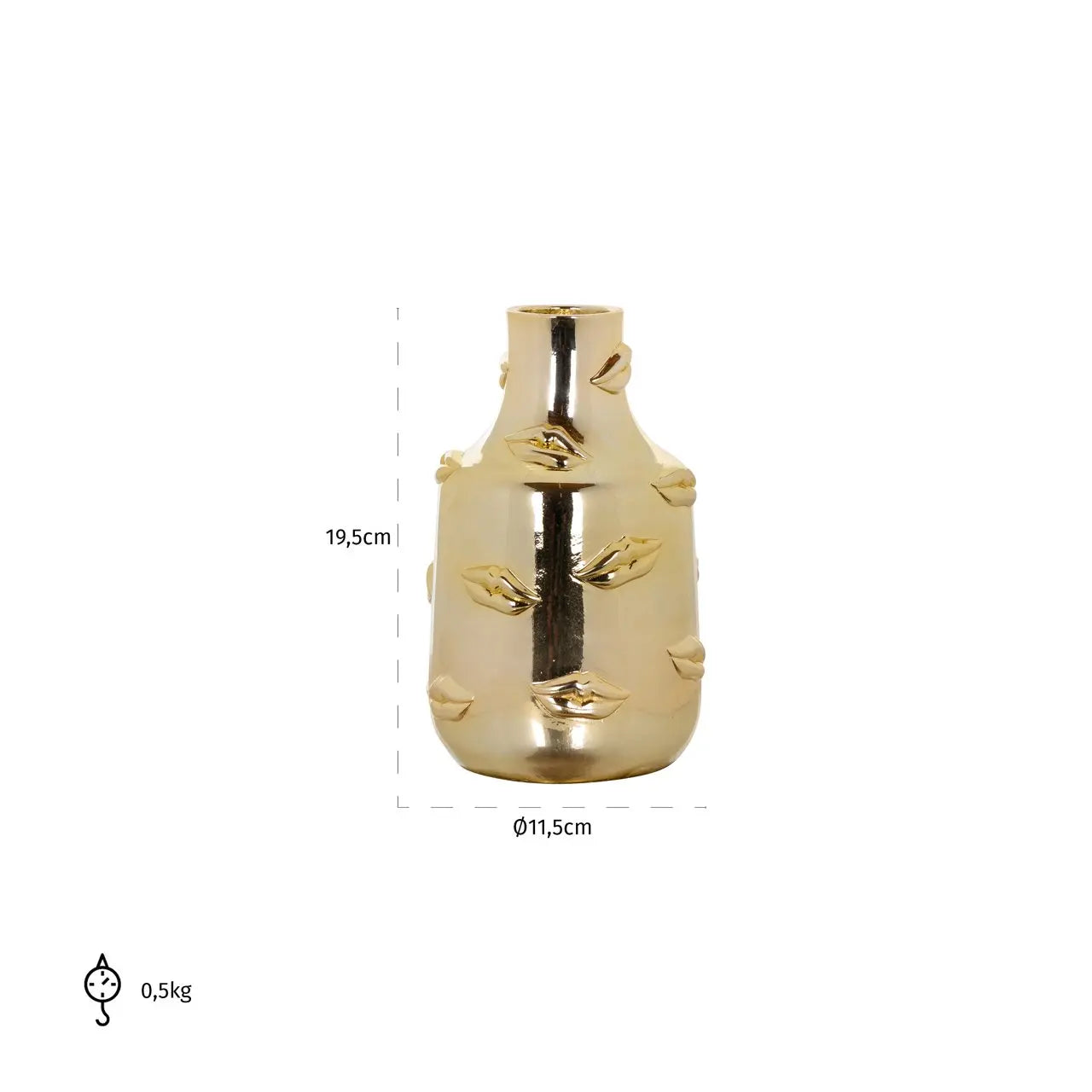 Vase Kisses gold small   Nicholas John Interiors
