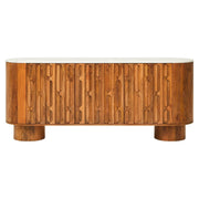 Vercino Mango Wood Sideboard with Marble Top & Carved Design  Nicholas John Interiors