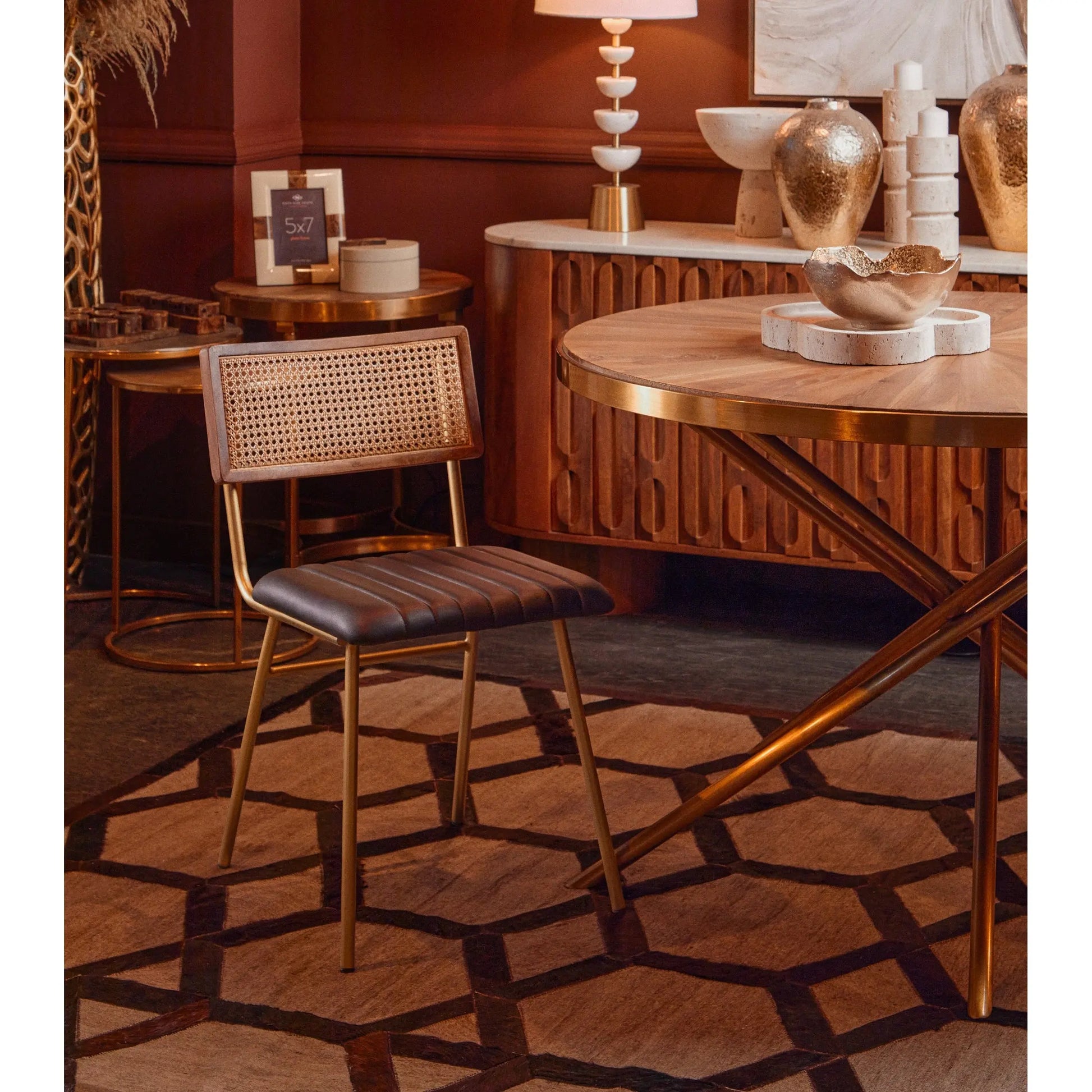 Vercino Mango Wood Sideboard with Marble Top & Carved Design  Nicholas John Interiors