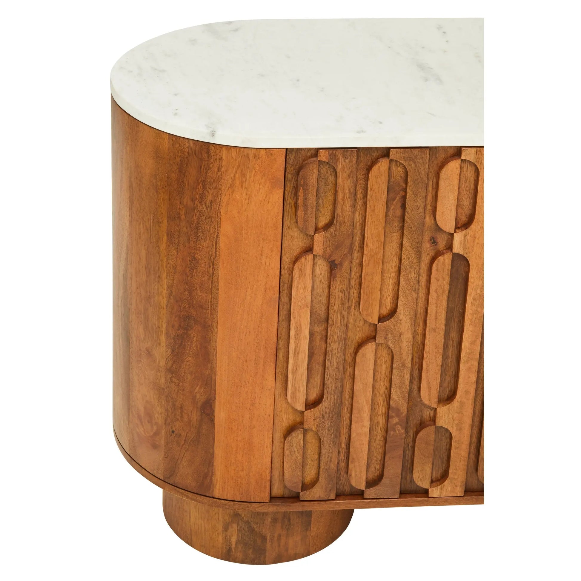 Vercino Mango Wood Sideboard with Marble Top & Carved Design  Nicholas John Interiors